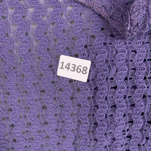 La Belle Cardigan Women M Purple Lace Crochet Open Flowy Drapey Coastal Cottage - Picture 12 of 12